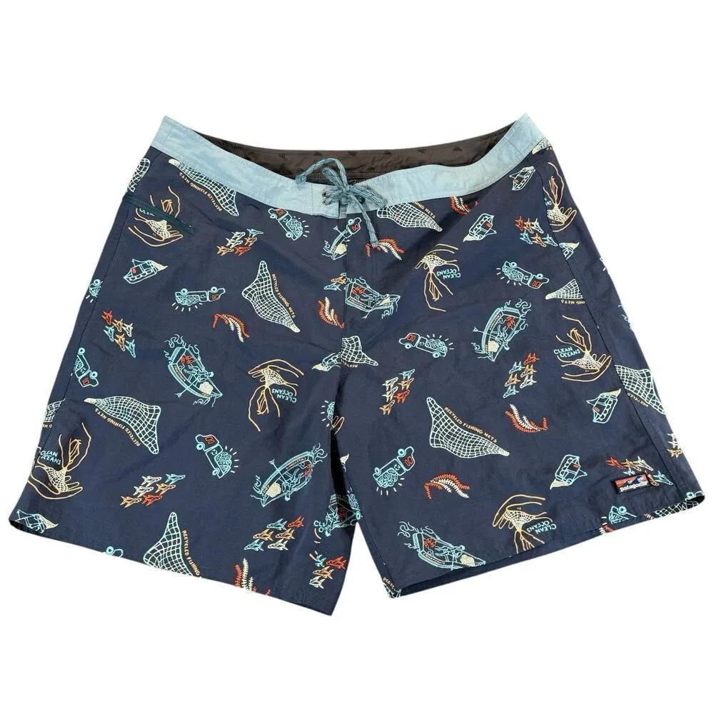 Patagonia Sz  38 Wavefarer Board Shorts Swim Trunks Clean Ocean Currents NWOT